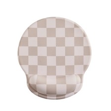 Beige Khaki Checkered Mouse Pad with Gel Wrist Rest, Wrist Support, Ergonomic... picture
