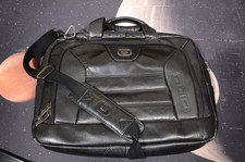 OGIO Black Leather Laptop Shoulder Messenger Bag Padded Briefcase picture