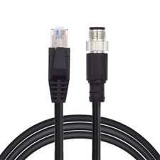 M12 4Pin D-Coded Type-D Male to RJ45 Male Cat5e IP67 Patch Cord LAN Ethernet Net picture