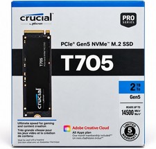 *NEW SEALED* Crucial T705 2TB PCIe Gen5 NVMe SSD Up to 14,500MB/s CT2000T705SSD3 picture