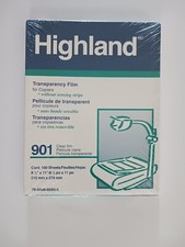 Transparency Film Highland 901 Clear 100 Sheets Sealed NIP picture