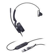 YEALINK (UH44) WIRED MONO HEADSET NOISE CANCELLING MIC LEATHER USB-C C/A ADAPTER picture