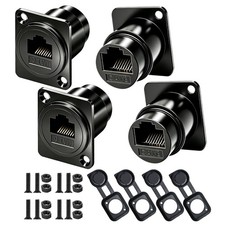 RJ45 CAT6 Cat5e D‑Panel Mount Ethernet Coupler Female to Female 4‑Pack picture
