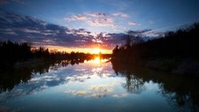 Landscape river trees skyscape sunrise purple sky nature Custom Gaming Mat Desk picture