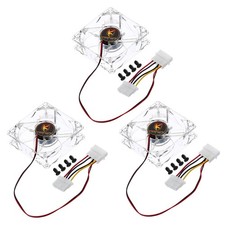 3Pcs Clear Computer Case Fan 1800RPM 80mm 4 Pin Red 4 LED 12V with 12 Screws picture