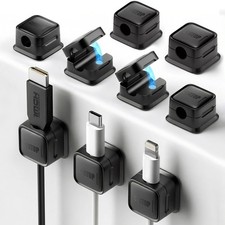 No-Damage Magnetic Cord Organizers - 9 Pack Self-Adhesive Clips in Elegant Black picture