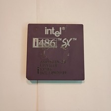 RARE INTEL 486SX 20mhz CPU Processor Ceramic Gold A80486SX-20 1989 Vintage SX406 picture