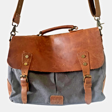 Men's Laptop Messenger bag Genuine Leather and Canvas picture