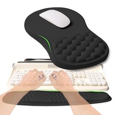 KUOSGM 2-in-1 Ergonomic Set, Wave Rise Keyboard Wrist Rest and 2-in-1, Black  picture
