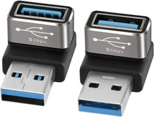 90 Degree USB 3.0 Adapter 2 Pack, (Up and Down) Right Angle USB Type-A picture