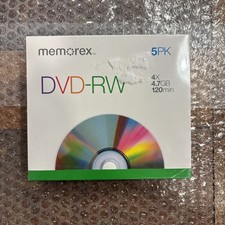 Memorex DVD+RW Rewritable Discs 4.7GB 4X 120 Min SP Mode - 5 Pack w/ Jewel Cases picture