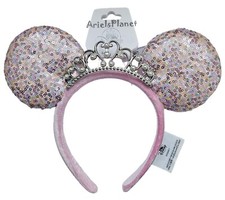 Disney Parks Princess Crown Tiara Sequin Minnie Mouse Ear Headband - Pink picture