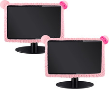 2 Pcs Pink Computer Monitor Cover with Cat Ear, Furry Dust Cover picture