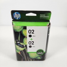 Genuine HP 02 Twin Pack Black Ink Cartridges - Brand New  picture