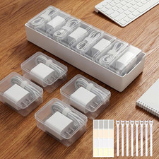 8 Individual Cable Organizer Boxes with Base, Cord Storage Organizer with Labels picture