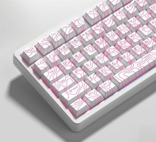 119 PCS White Topographic Shine Through PBT Keycaps Cherry Profile Custom Board picture