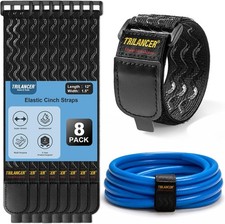 Elastic Cinch Straps with Anti-Slip Strips, 12'' x 1.5'' (8 Pack) picture