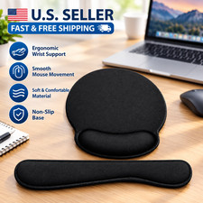 2Pc Premium Memory Foam Keyboard Wrist Support Bar and Mouse Wrist Rest Pads Set picture
