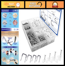 800Pcs Insulated U Staple Nails & Ethernet Cable Clips Set, Metal Wire Wall Clam picture