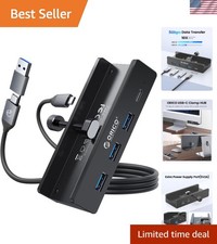 Compact 4-Port USB Hub 3.0 with USB-C, Clamp Design for Secure Workstation Setup picture