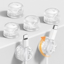 6Pack Clear Rotatable Cord Organizer, [1s Lock] Spring Cable Clips picture