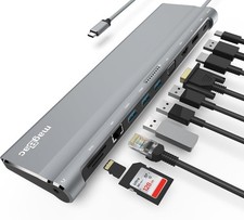 magBac 12‑in‑1 USB‑C Dock Dual/Triple Monitor 4K HDMI DP VGA 100W PD New picture