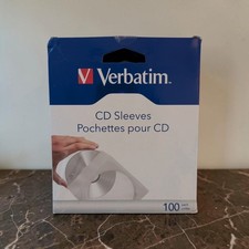VERBATIM CD DVD Sleeves 100 Pack White Paper Clear Window Organizer NEW picture