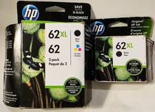 NEW GENUINE HP 62XL Black & 62 Color Ink Combo Pack Exp 08/2021 picture