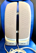 2 Gray Polk Audio Stereo Computer Wired Speakers Multimedia PC Laptop picture