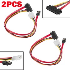 2PCS SATA 7+15 Pin Combo Cable HDD Hard Drive Data 4 Pin Power Supply Adapter US picture