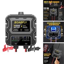 SOARFLY 2 Bank Marine Battery Charger, 10A (5A/Bank) 12V Waterproof On BOAD picture