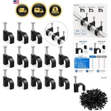 Cable Clips Wire Clips Nails 10mm Black 100 Pcs for Electrical Ethernet Coax TV picture