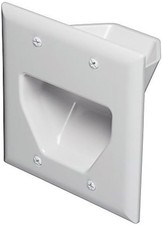 Cable Wall plate cover 2 Gang Recessed Low Voltage | Datacomm 45-0002-WH picture