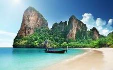 Landscape nature beach hills boat thailand Custom Gaming Mat Desk picture