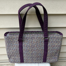 Vintage London Fog Purple Wool Tweed Computer Laptop Book Bag Shoulder Handbag picture