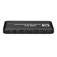 2 in 2 out USB 3.0 4k Dual Monitor HDMI KVM Switch Display Extender Hotkey picture