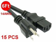 Lot 15 6Ft 14awg Gauge Heavy Duty 15A PC Power Cord Computer Cable 5-15P to C13 picture