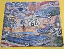 AMERICAN HIGHWAY ROUTE 66 MOUSE PAD MAP W VINTAGE CARS, MOTEL, DINNER'S & MORE  picture