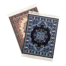 2-Pack Oriental Rug Mouse Pads – Mini Carpet Style Mousepads with Fringe, Non-Sl picture