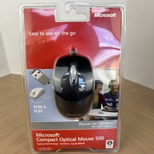 Microsoft Compact Optical Mouse 500 Wired USB Model 1344 Vista Mac PC New Sealed picture