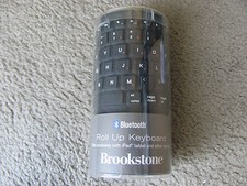 Brand New Brookstone Bluetooth Wireless Roll-Up Keyboard 682369 Black picture
