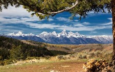 Landscape nature mountains forest snowy peak grand teton Custom Gaming Mat Desk picture