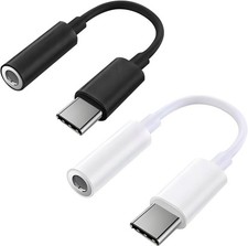 2 Pack USB C to 3.5mm Headphone Jack Adapter, Hi-Fi DAC Audio Black & White  picture