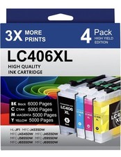 LC406XL High Yield Ink Cartridges 4 Pack for Brother MFC-J4335DW MFC-J5855DW picture
