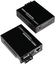 A Pair 2 Pack MultiMode Dual SC Fiber Gigabit Fast Ethernet Media Converter picture