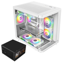 Iceberg Gaming PC Case Crystal Wave M WHT curved tempered Glass with PSU 700BX picture