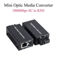 1Pair Fiber Media Converter Gigabit 100/1000Mbps 20Km SC to RJ45 Port picture