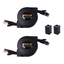 2-Pack Retractable Cat 7 Flat Ethernet Network Cable 4.9 FT with 2 RJ45 picture