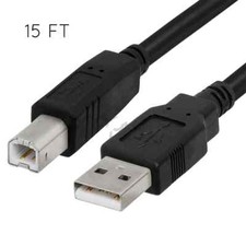 15ft USB 2.0 A Male to USB B Male Printer Scanner Cable Cord 5 Pack New picture