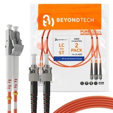 2 Pack 1 Meter LC to ST UPC Multimode Duplex Fiber Optic Patch Cable OM2 Cord picture